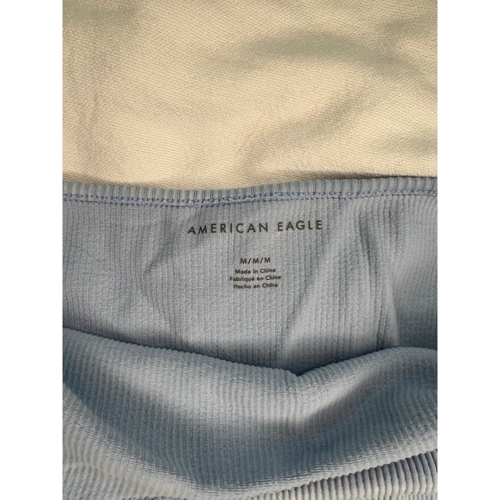 American Eagle Outfitters Ribbed Halter‎ Top Sleeveless Blue Medium - Picture 4 of 6